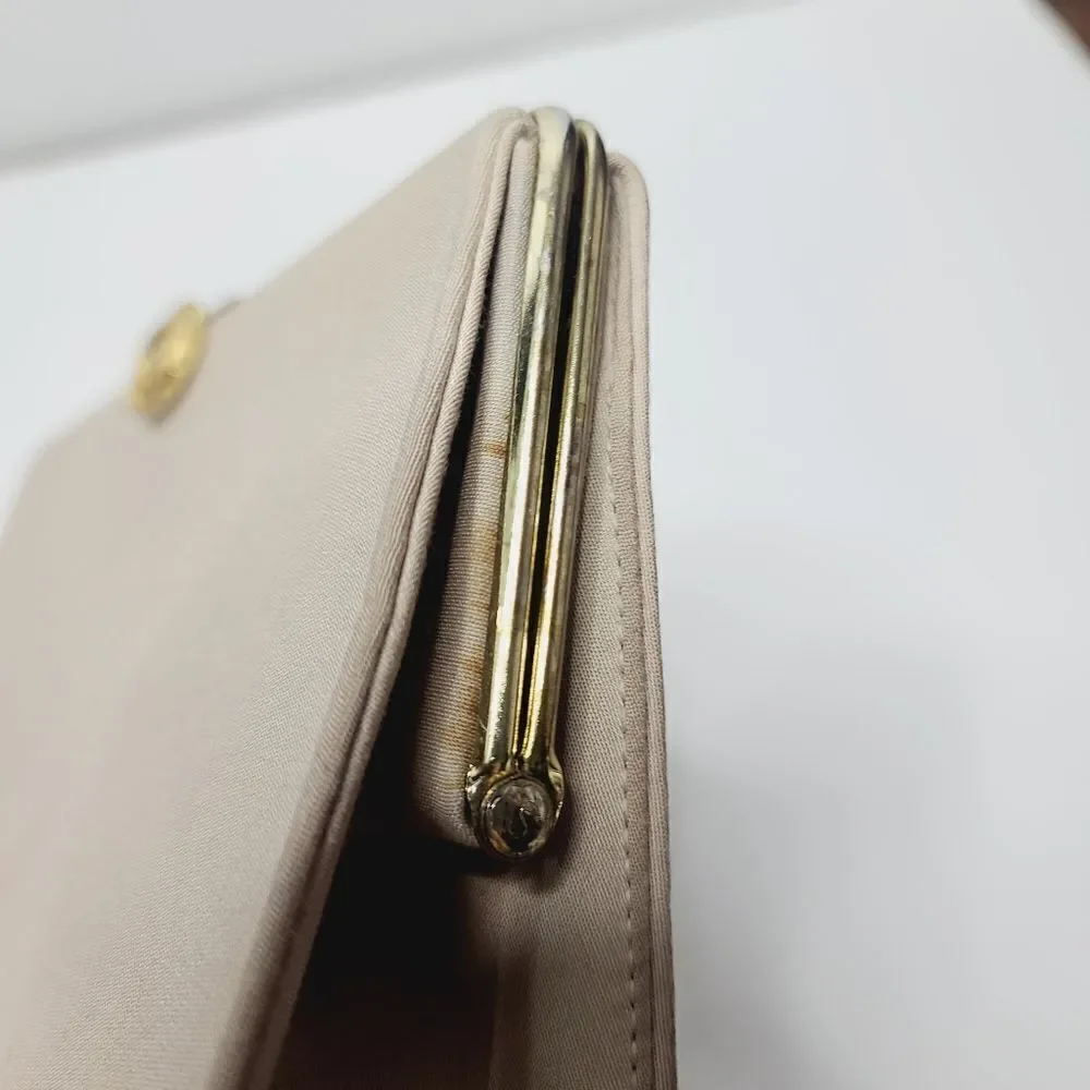 Vintage Classic Beige Neutral Structured Formal Evening Purse - Picture 14 of 16